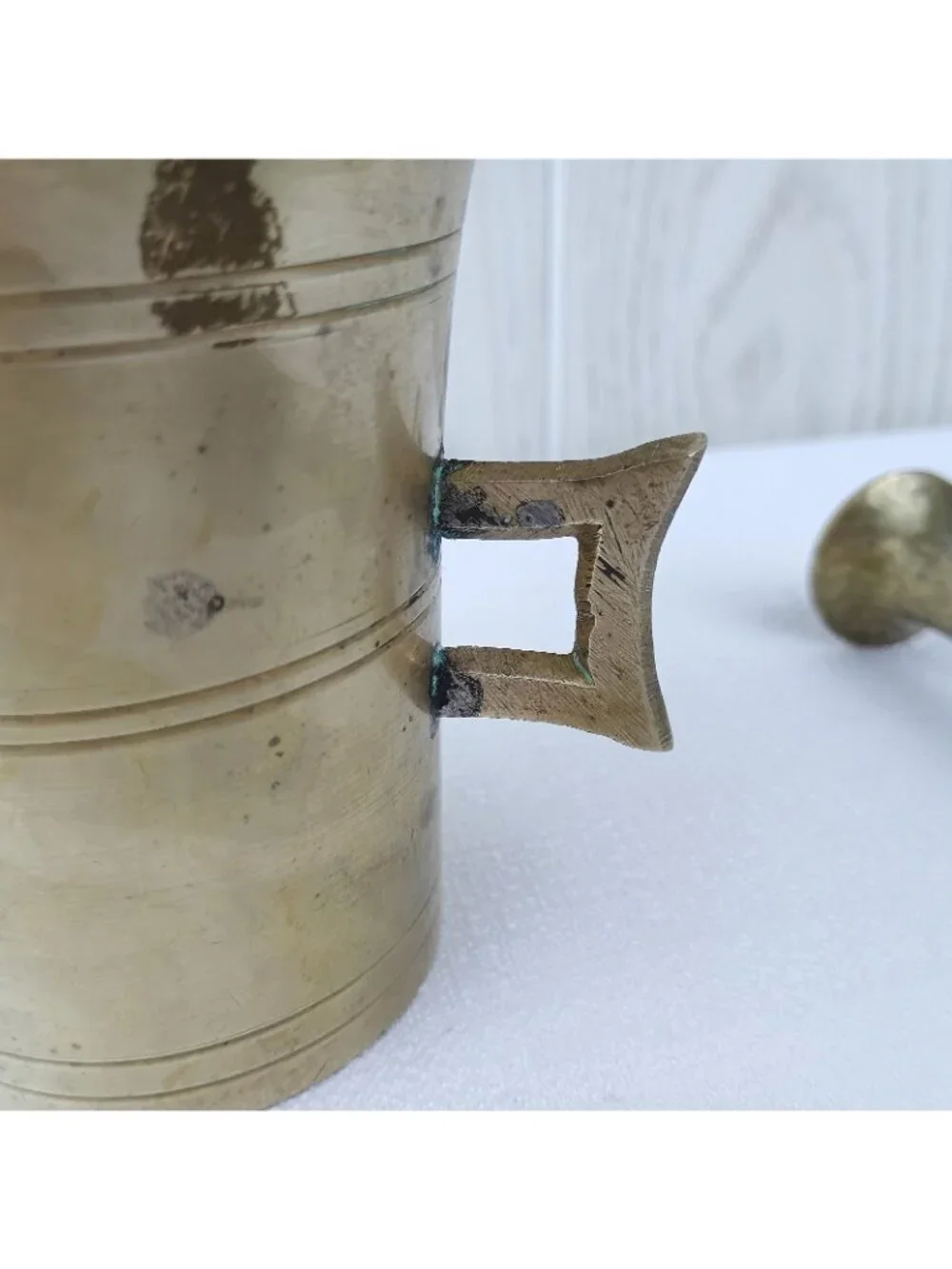 Vintage Mortar & Pestle  Heavy Solid Brass Pharmacy Apothecary Bowl Set